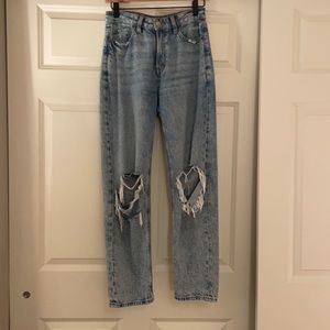 High Waisted Acid Wash Mom Jean